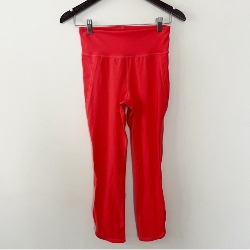 Free People Leggings Womens Activewear Neon Pink Cut Out Side Size Small Cropped